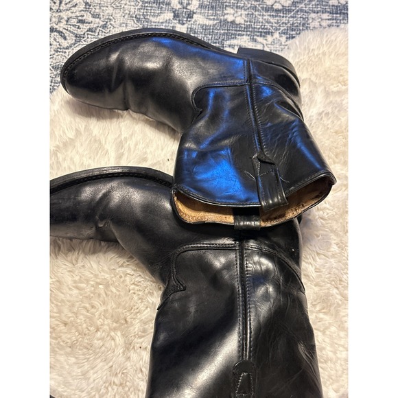 AZTEC Western‎ Ankle Boots Black Leather Pull On Round Toe Made in USA - Picture 8 of 9